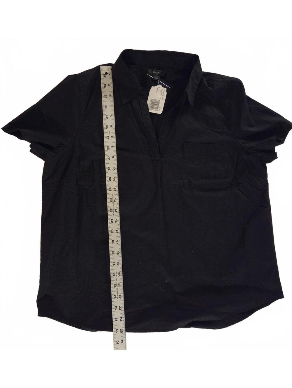J.Crew Black Short Sleeve Collared Top Large - Picture 5 of 7